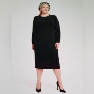 Sergio Hudson women's strong shoulder Midi Black Dress size 1XL